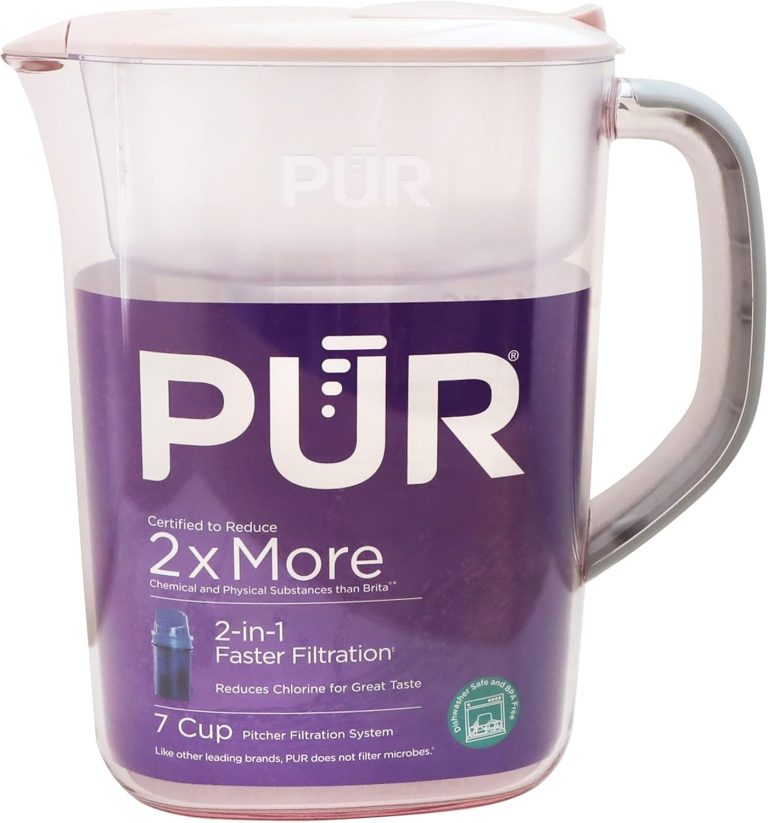 PUR 7-Cup Water Pitcher, 1 Genuine Filter, Cleaner, Great-tasting Water, Dishwasher Safe, Powerful, Faster Filtration, LockFit Cap Design – Blush Review