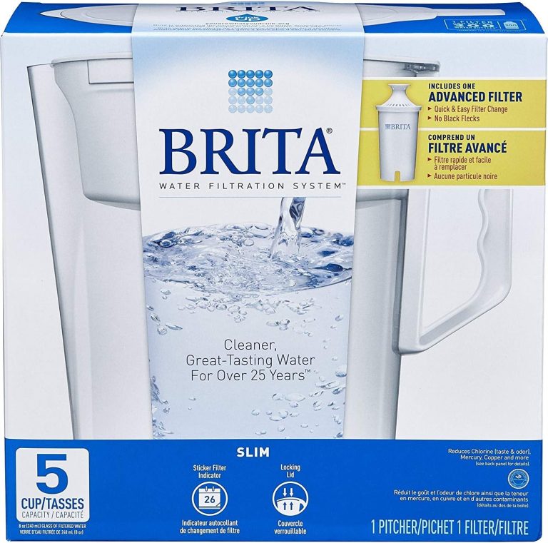 Brita Water Pitcher, Slim, 5 Cup Capacity, Includes One Advanced Filter-White, Size Review