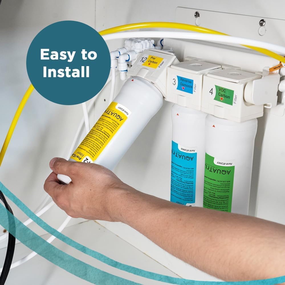 Filtered water pouring from AquaTru unit