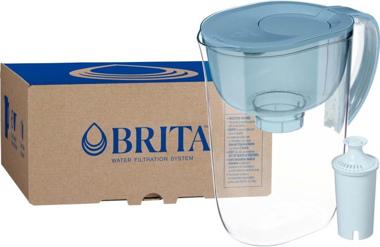 Brita 10 Cup Water Filter Pitcher Stone Blue, BPA Free