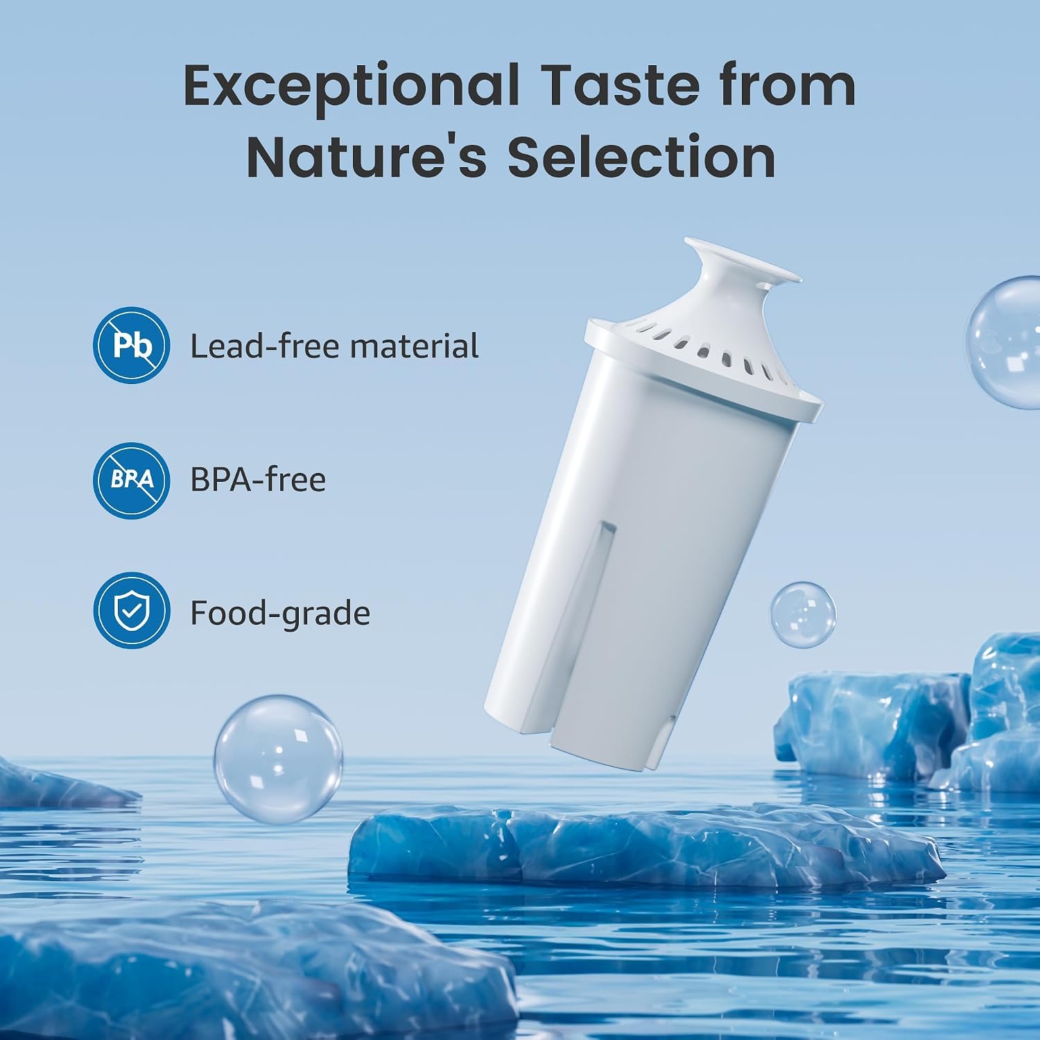 AQUA CREST Filter Replacement for Brita® Water Pitcher & Dispenser, 6 Pack | Compatible with Brita® Pitchers and Dispensers, OB03, Mavea® 107007 and More, NSF Certified, 1 Year Filter Supply, BPA-Free — Ease of Use and Maintenance