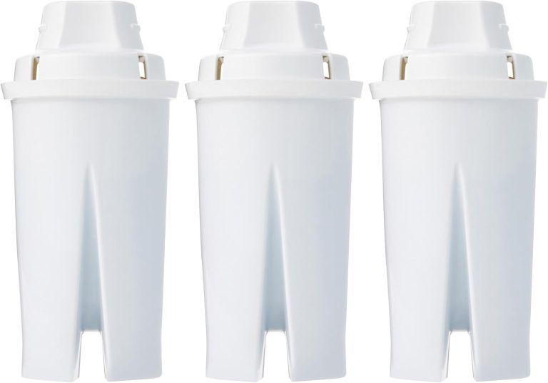 Amazon Basics Enhanced Water Filters for Pitcher, Brita Compatible, 3-Pack | Water filter cartridge, water pitcher filters reduce 9 contaminants, 6-Month Filter, WQA & NSF Certified, BPA-Free