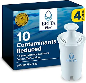 Brita Plus Replacement Water Filter, For Pitchers and Dispensers, 4 Pack