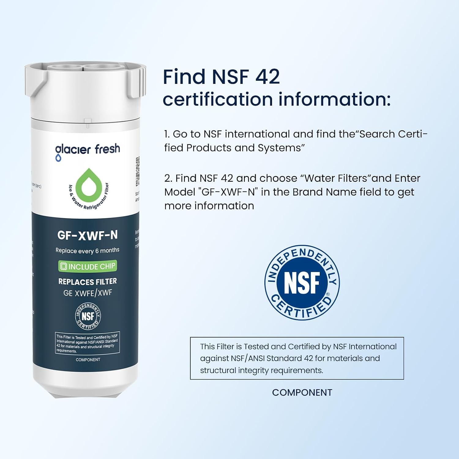 GLACIER FRESH XWFE (Built-in CHIP) Refrigerator Water Filter Pack of 1 — Ease of Use and Maintenance