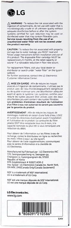 LG LT1000P - 6 Month / 200 Gallon Capacity Replacement Refrigerator Water Filter (NSF42, NSF53, and NSF401) ADQ74793501, ADQ75795105, AGF80300704, or AGF80300705 White — Real-World Performance