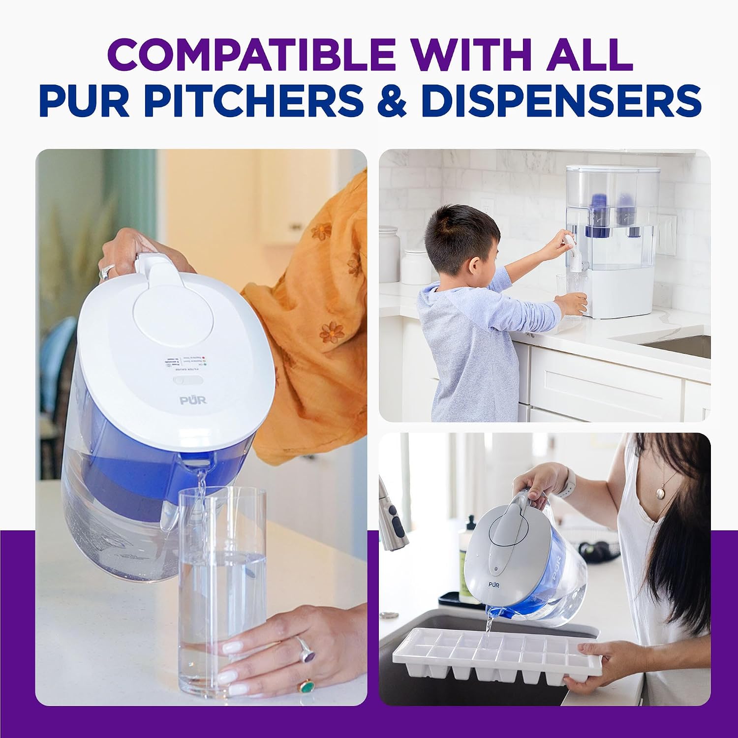 PUR Water Pitcher & Dispenser Replacement Filter 4-Pack | Genuine PUR Water Filter, 2-in-1 Powerful and Faster Filtration, 8-Month Value — Real-World Performance