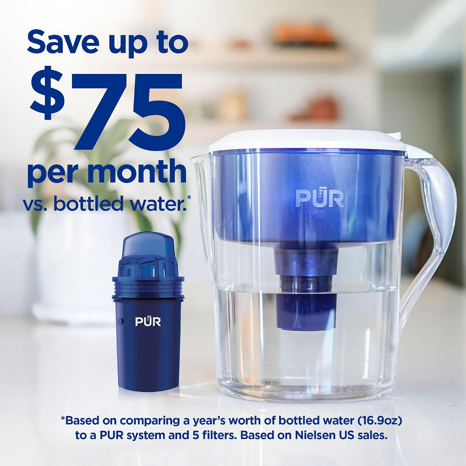 PUR Water Pitcher & Dispenser Replacement Filter 4-Pack | Genuine PUR Water Filter, 2-in-1 Powerful and Faster Filtration, 8-Month Value — Ease of Use and Maintenance