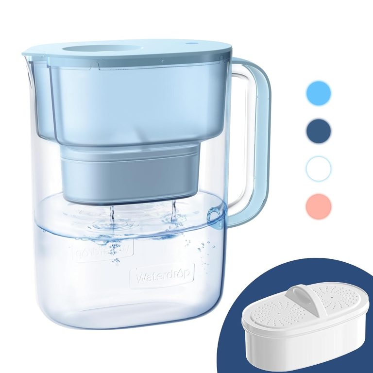 Waterdrop PT-07B Water Filter Pitcher, 10-Cup, NSF Certified, Blue | 200-Gallon Long-Life Filter, Improves Coffee & Tea Taste, Reduces PFOA/PFOS and Chlorine, 5X Longer Filter Life