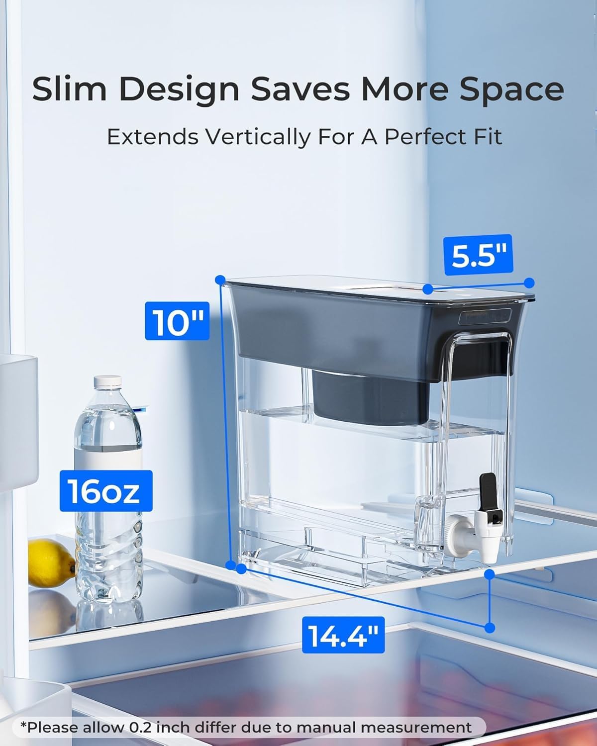 Waterdrop WFD-40L Water Filter Dispenser, 35-Cup Capacity, Black | 200-Gallon Long-Life Water Filter Pitcher, Large Capacity, Reduces Chlorine, PFOA/PFOS and More, BPA Free — Overview