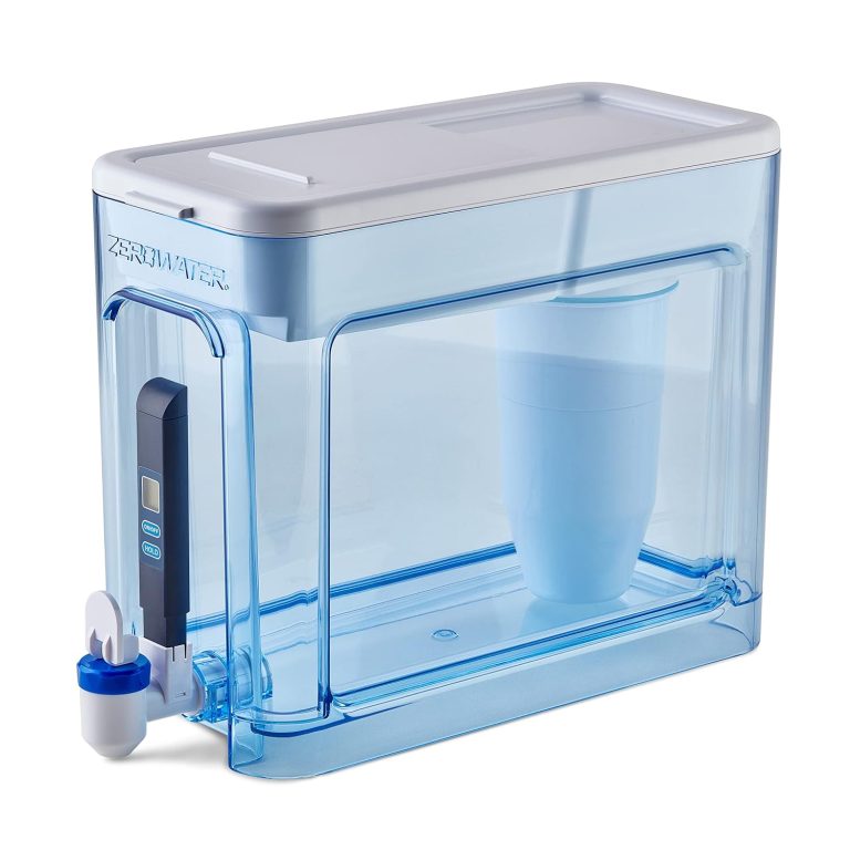 ZeroWater 32-Cup 5-Stage Water Filter Dispenser with Instant Read Out – 0 TDS for Improved Tap Water Taste – IAPMO Certified to Reduce Lead, Chromium, and PFOA/PFOS