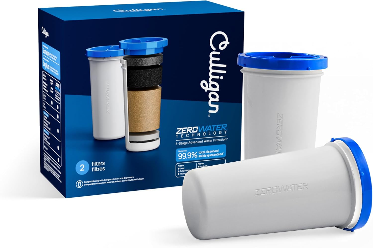 Culligan ZeroWater Replacement Water Filter Removes PFAS 2-Pack