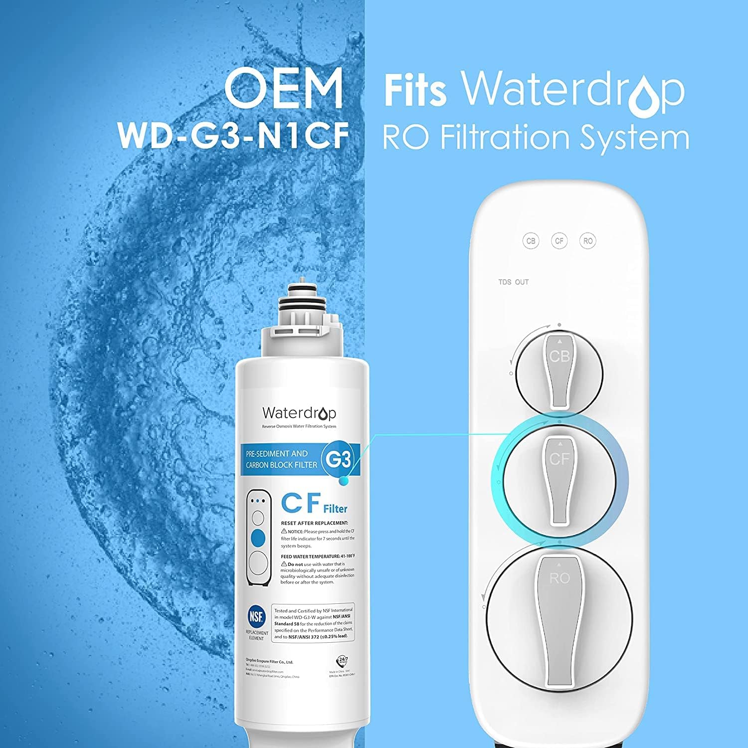 Waterdrop G3-N1CF Filter, Replacement for G3-W & G3P600 & G3P800 RO System — Ease of Use and Maintenance