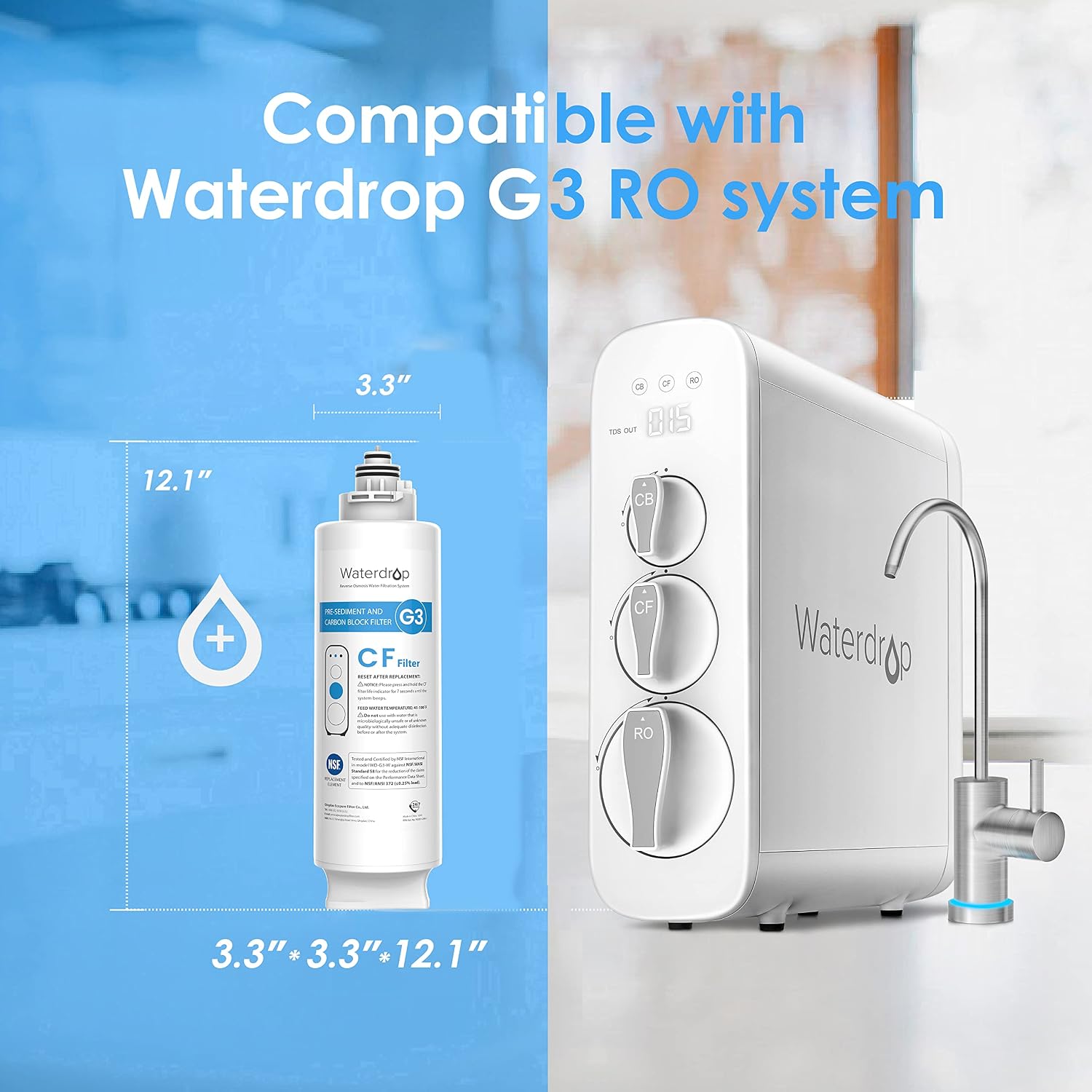 Waterdrop G3-N1CF Filter, Replacement for G3-W & G3P600 & G3P800 RO System — Overview